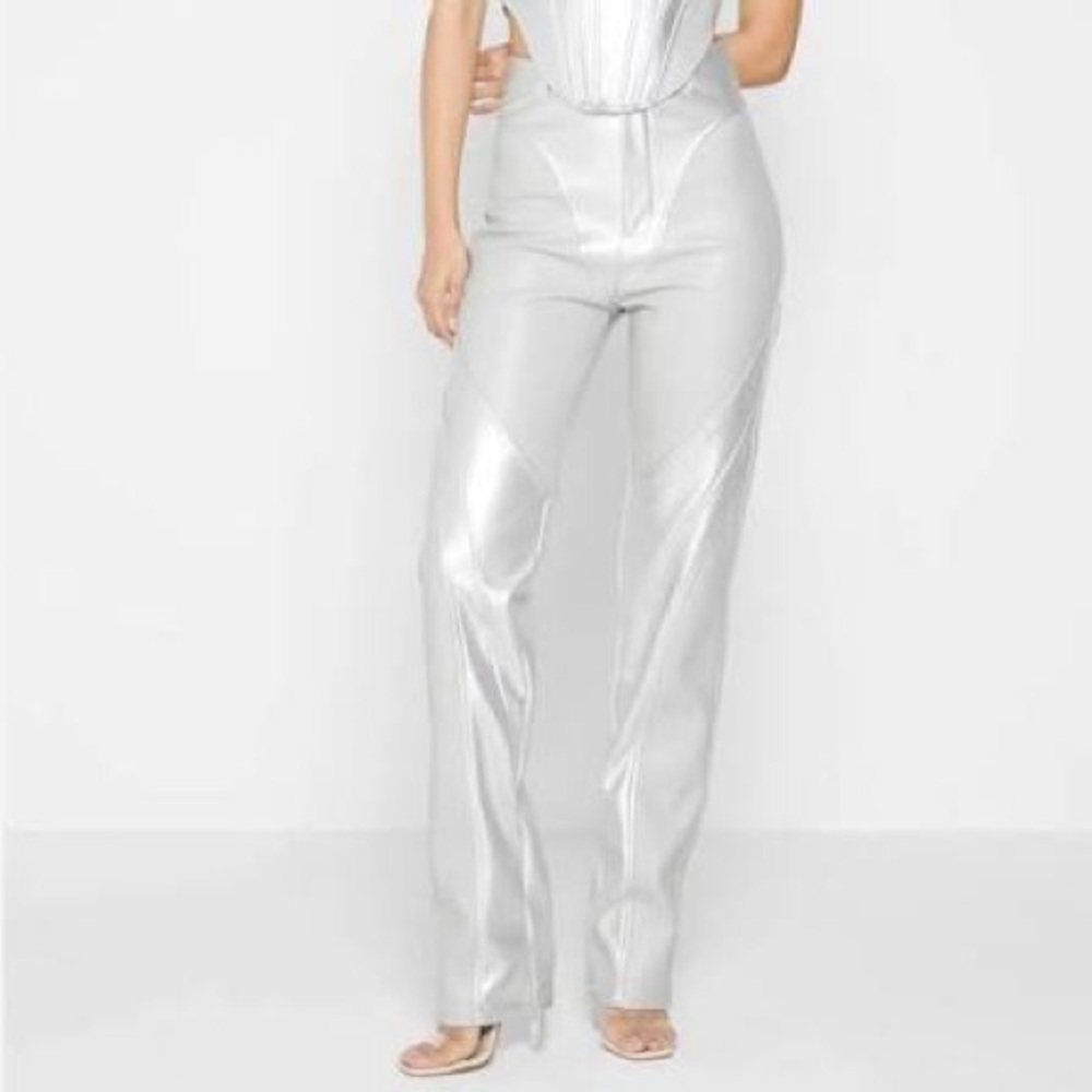 Maniere De Voir Silver Straight Leg Pants